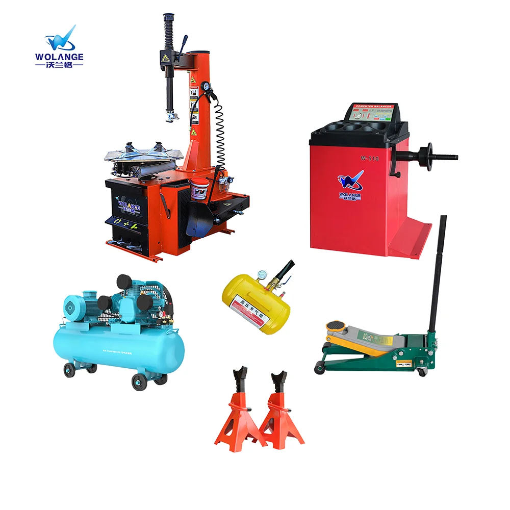 Garage Tyre Shop Equipment And Tools Tire Service Package Solution Air Compressor Tire Changer Machine Wheel Balancer Combo