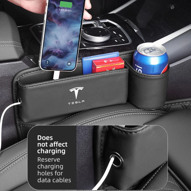 Car Seat Gap Organizer Storage Box Cup Holder Crevice Filler For Tesla Model 3 Y S X Roadster Bonina Coil