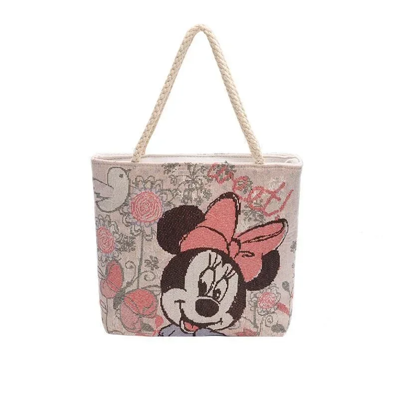 Disney-Bolsa de um ombro com zíper, Minnie Mouse, pato Margarida, retro, pastoral, estilo princesa, elegante, bolsa versátil, presente