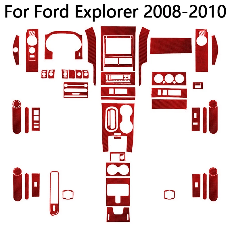 For Ford Explorer Sport Trac Mercury Mountaineer 2008-2010 Carbon Fiber Red Stickers Car Interior Decorative Accessories