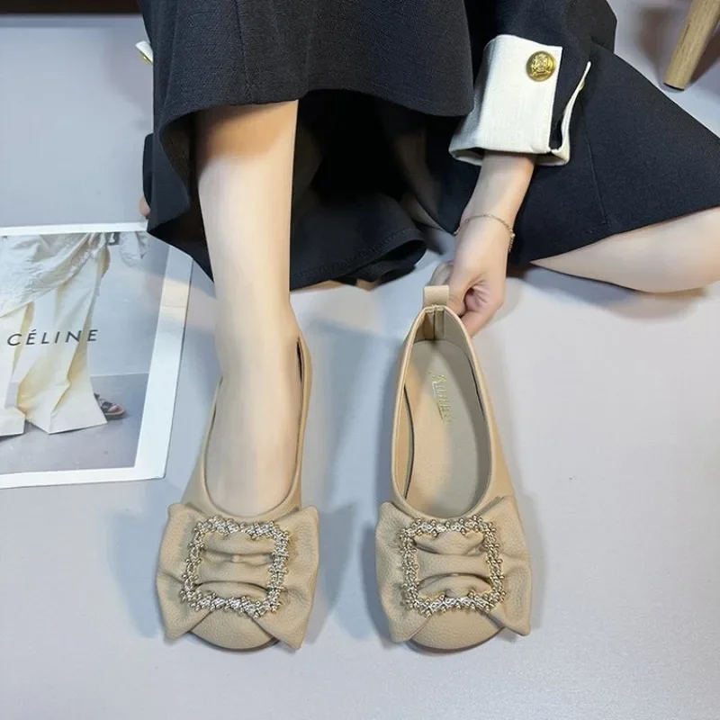 New Elegant Leather Spring Autumn Handmade Flats Ballerina Shoes Women Loafers Comfortable Soft Leather Flats Shoes Plus Size 43 image 4