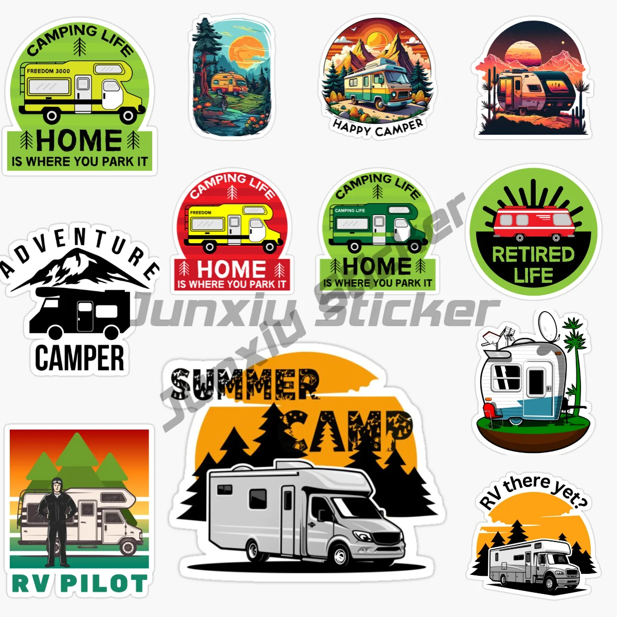 

CAMPING VAN LIFE ADVENTURE HAPPY CAMPER Car Sticker Self Adhesive Car Truck Van Bumper Window Laptop Cup Wall PVC Decal