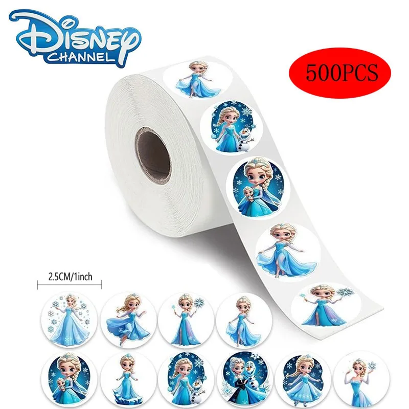 500PCS Cartoon Disney Elsa Stickers Kawaii Anime Figure Princess Image DIY Children's Reward Envelope Sealing Decoration Sticker