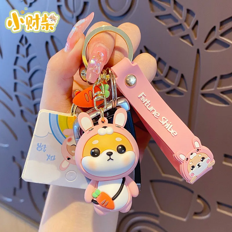 Cute Tiger Rabbit Shiba Inu Doll portachiavi Cartoon Zodiac Shiba Inu portachiavi donna coppia bambini zaino Charm portachiavi regali