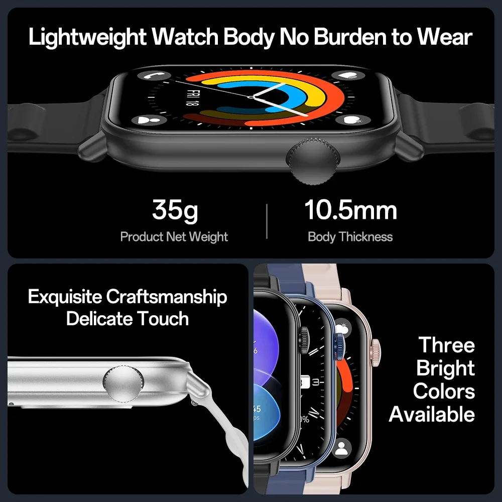 Metro2 1.83'' TFT Smart Watch Couple Watches IP68 Waterproof Sports Smart Watch Heart Rate Monitor Home Health Monitoring Device