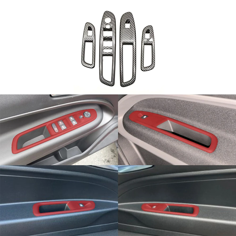 

ABS Carbon Fiber Color Window Glass Lift Trim Switch Button Panel For JEEP Avenger