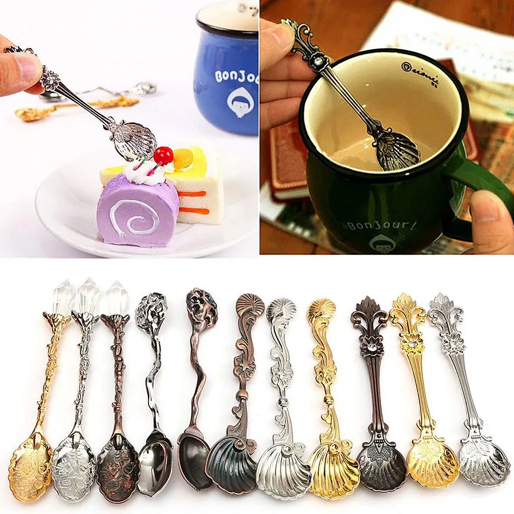 Chic Coffee Spoon Conch Stripe Handle Dessert Mixing Flatware Silver Tea Spoon for Restaurant