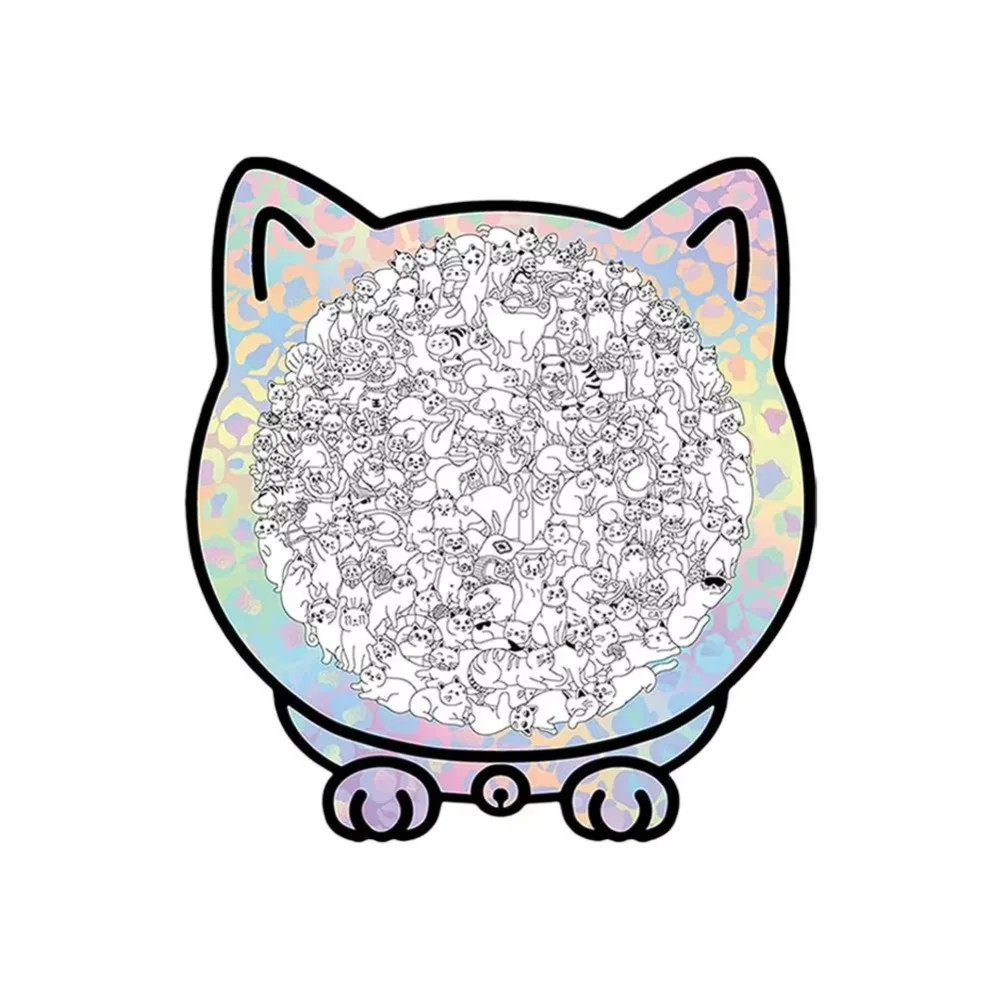 

Brain Burning Cat Puzzle Irregular Puzzle Animal Puzzle Wooden Cat Shaped Wooden Puzzle Colored DIY Assembly