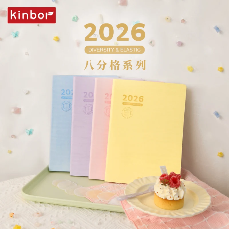 Kinbor سلسلة كاملة 2026 A5 مخطط الكتاب اليومي، A6 السنوي 52 جرام Tomoe River Paper Journals دفاتر الملاحظات/خط توقيت الألوان النقية/ثمانية شبكة