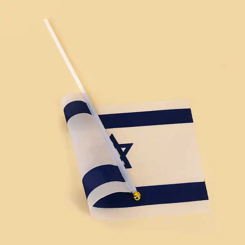 

10PCS Handheld Israel Flag 14x21cm Polyester Printed Mini Stick Israeli Flags Plastic Flagpoles Decoration Celebration Sports