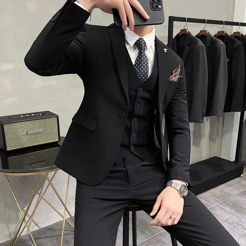 L100 Men's three-piece suit British style slim wedding dress multi-color large size suit groomsmen suit