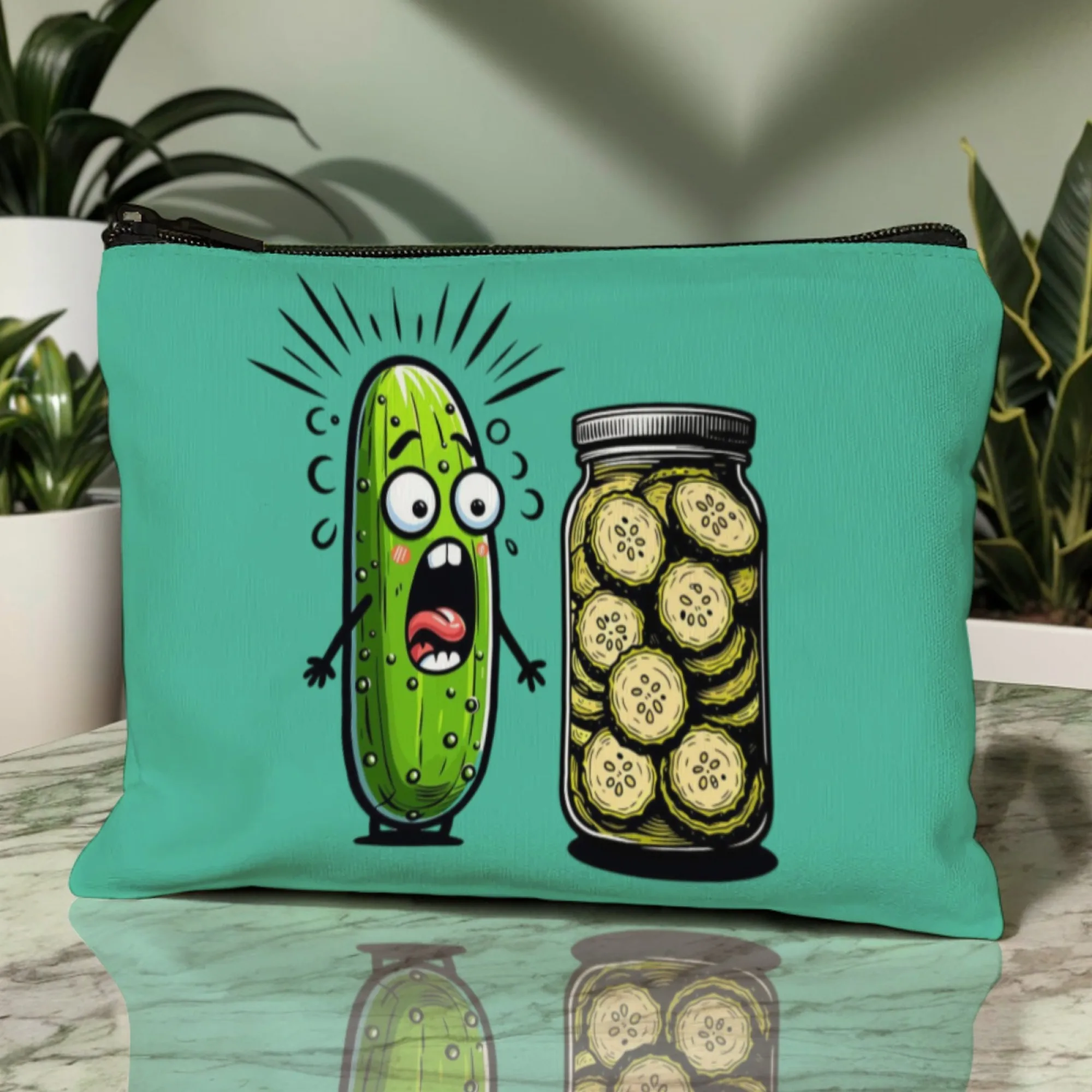 حقيبة مكياج ذات طابع مخلل مضحك، جرة خيار ومخلل مفاجئة، فن ملتوي للاستخدام اليومي، هدايا مبتكرة مضحكة