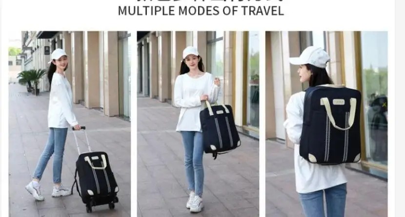 Women Cabin Rolling Luggage backpack on wheels Women Travel Trolley Bag Women Carry on Hand Luggage Backpack wheeled backpack