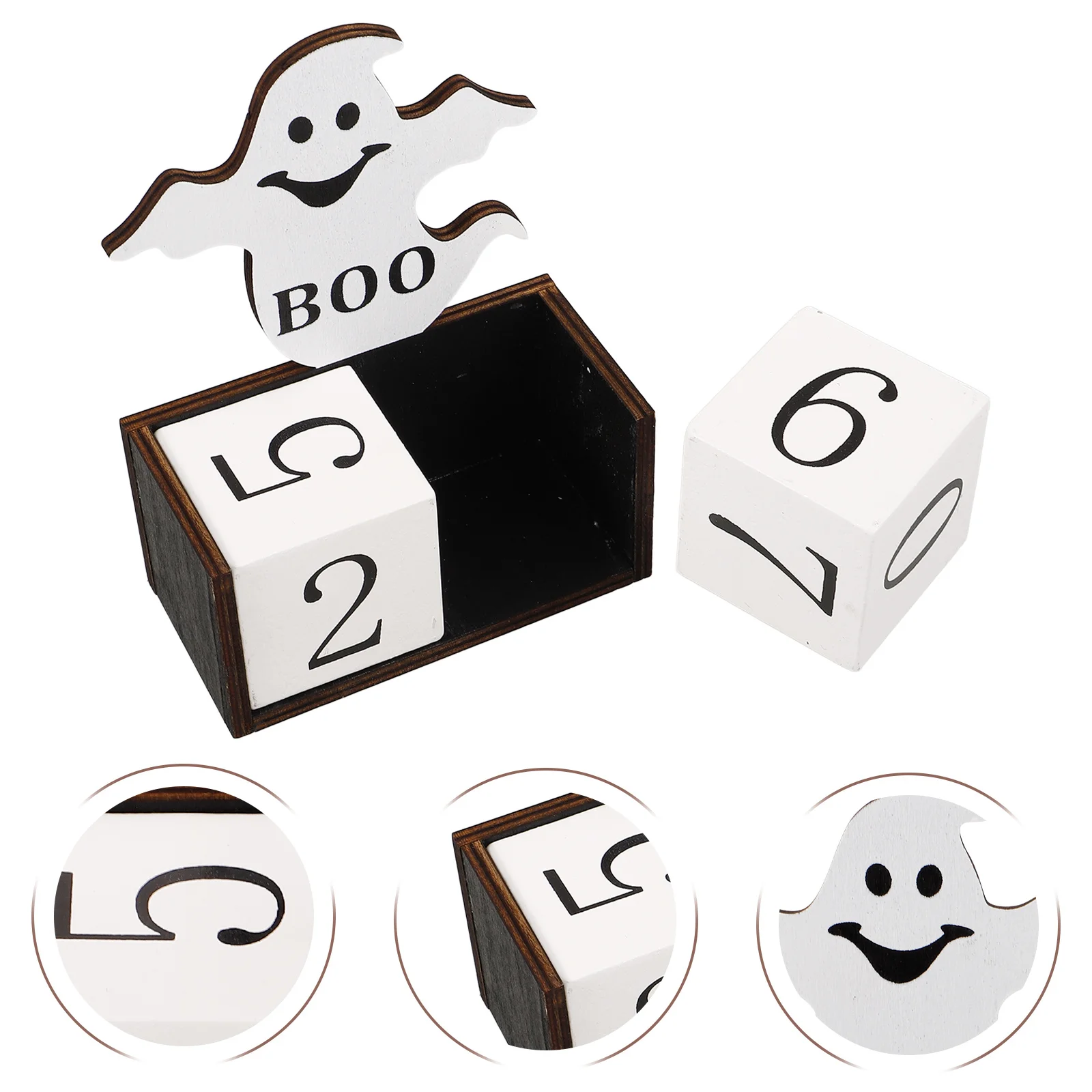 

Деревянный календарь на тему Хэллоуина, декоративный настольный календарь с ручным поворотом в деревенском стиле, настольный календарь для домашнего офиса