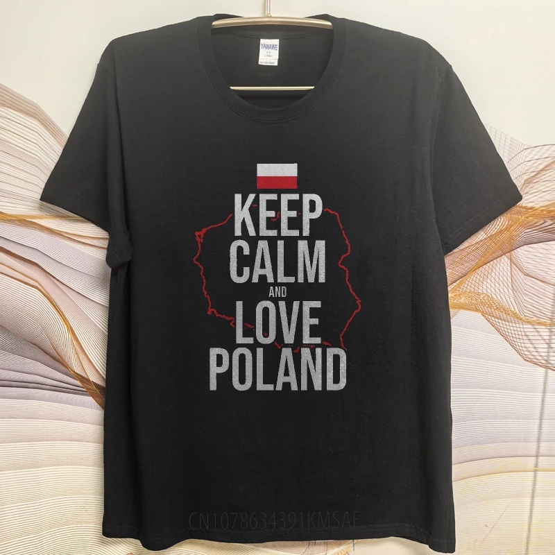 Men's Unisex Comfort Plus Size Summer Short Sleeve O Neck T-Shirt Keep Calm And Love Poland for Teenagers Adults