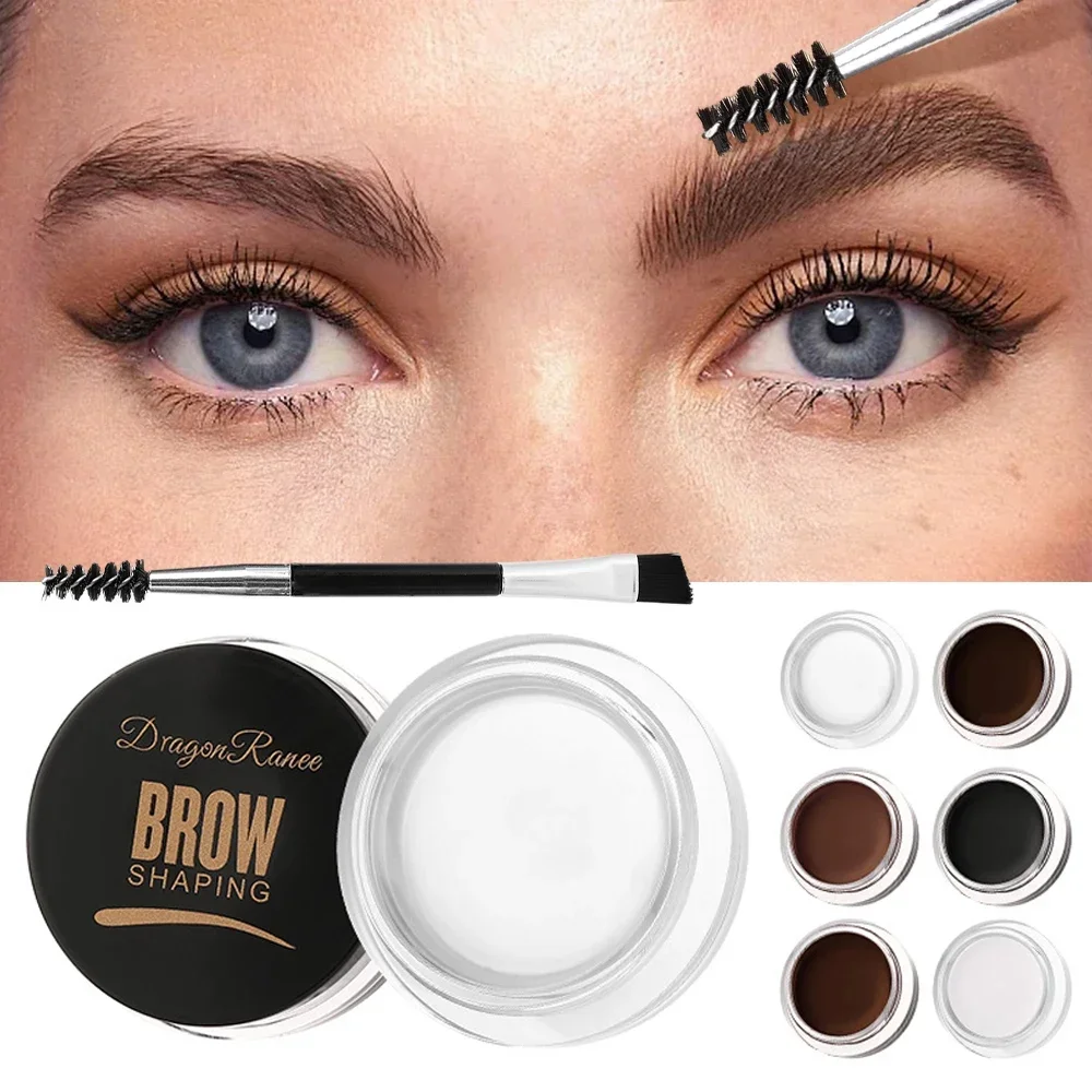 Eyeliner in crema per sopracciglia marrone nero con pennelli per trucco Impermeabile a lunga durata Altamente tinta Gel per sopracciglia naturale Cera cosmetica