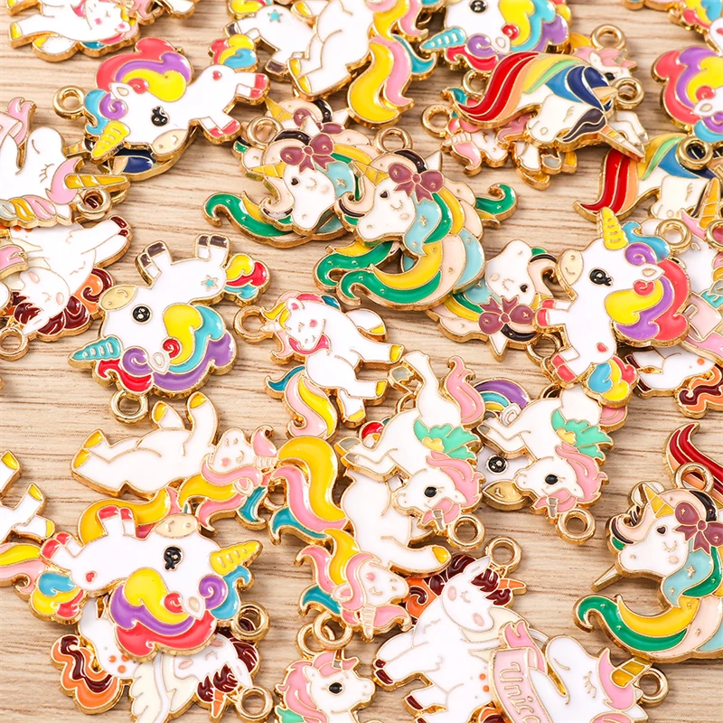 10 Stück Cartoon Tier Charms Emaille Pferd Charms für Schmuckherstellung Ohrringe Anhänger Halsketten Armbänder DIY Bastelzubehör – Detail 4