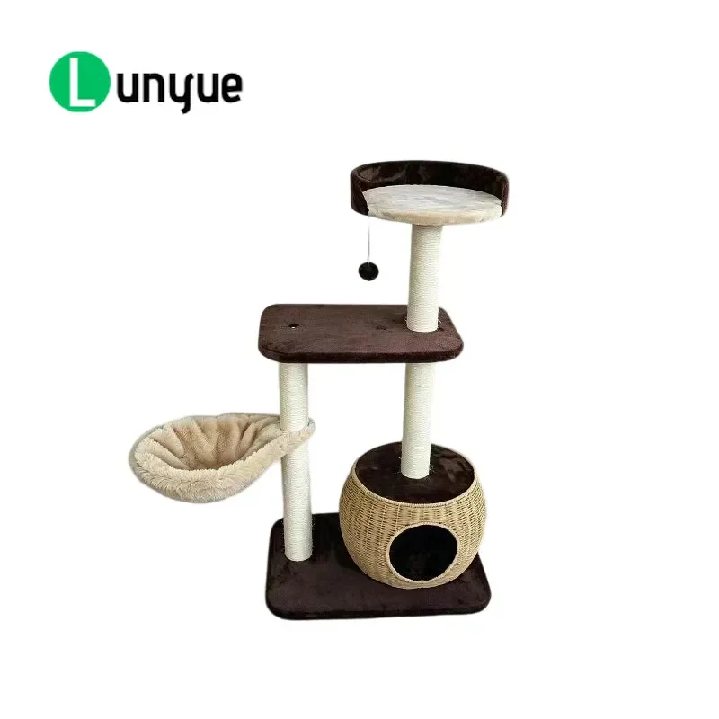 Retro Cat Tree with Hammock and Pumpkin Nest Plush Scratch Resistant Wear Resistant Large Space Comfortable Climbing Frame