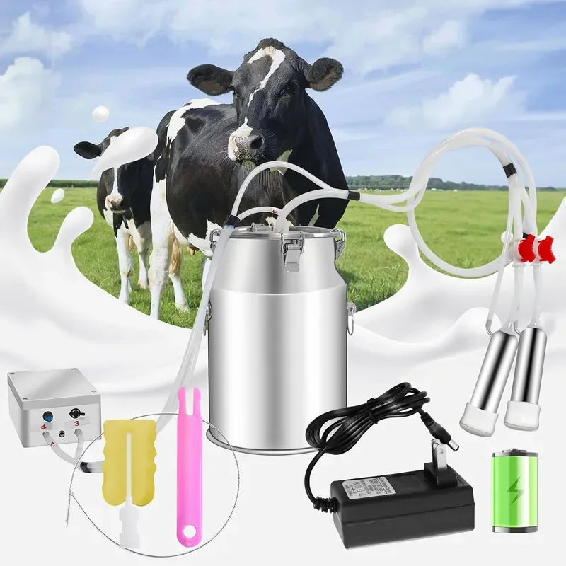 Milking Machine 14 L Milker Machine Rechargeable Cow Milker Machine with Portable Vacuum Pump Check Valve Design with Food