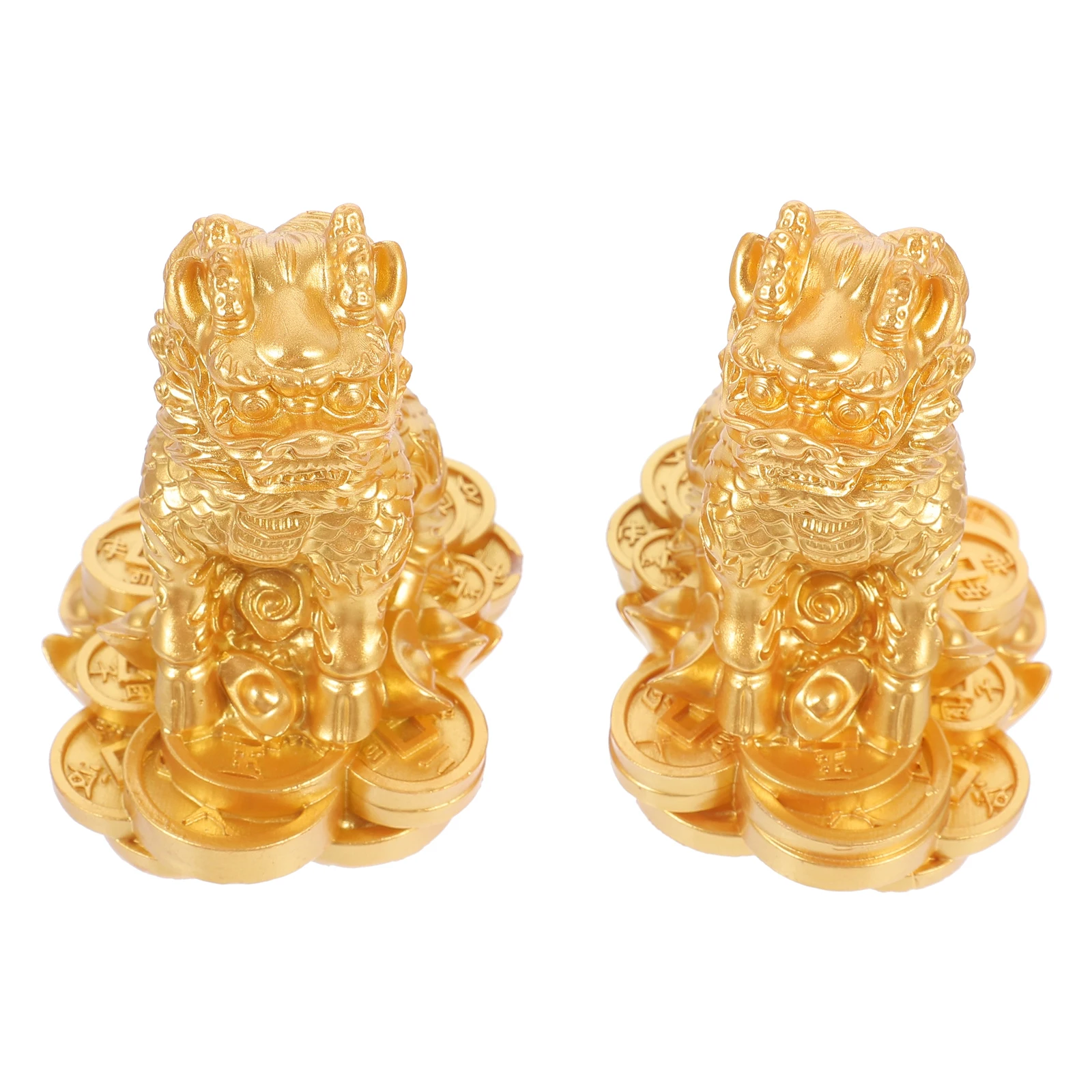 

1Pair Resin Kylin Auspicious Statues Feng Shui Desktop Ornaments Wealth Prosperity Home Tabletop Decorations Household