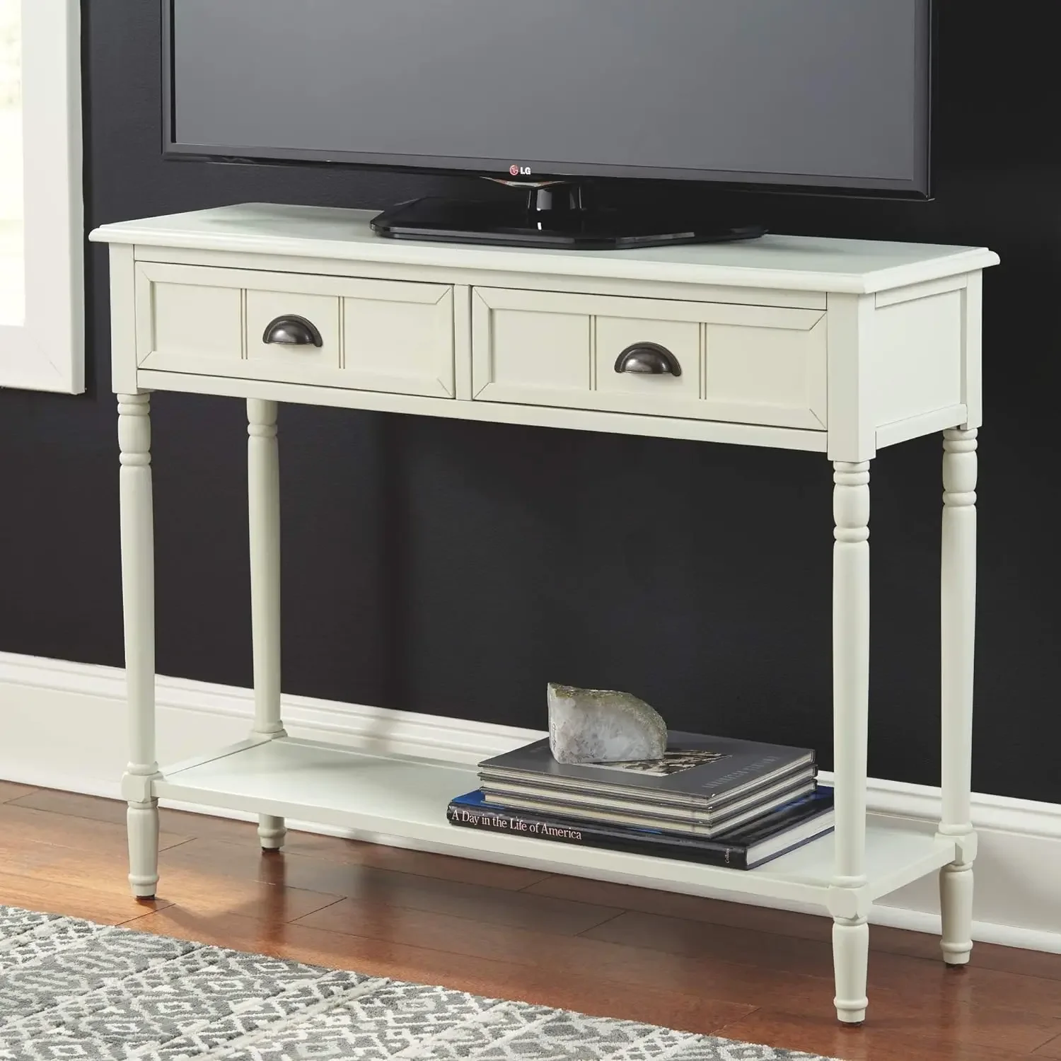 Signature Design by Ashley Goverton Vintage Casual 2 Drawer Console Sofa Table, White