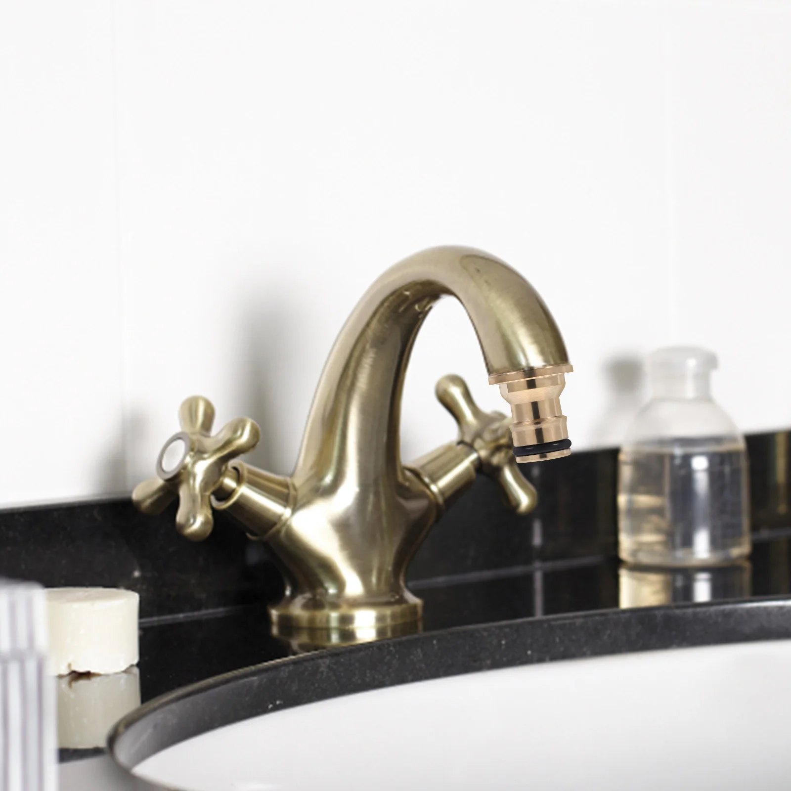 

2pcs Copper Bathroom Sink Adapter Universal Connector For Garden Hose Faucet Nozzle Water Hose Connector