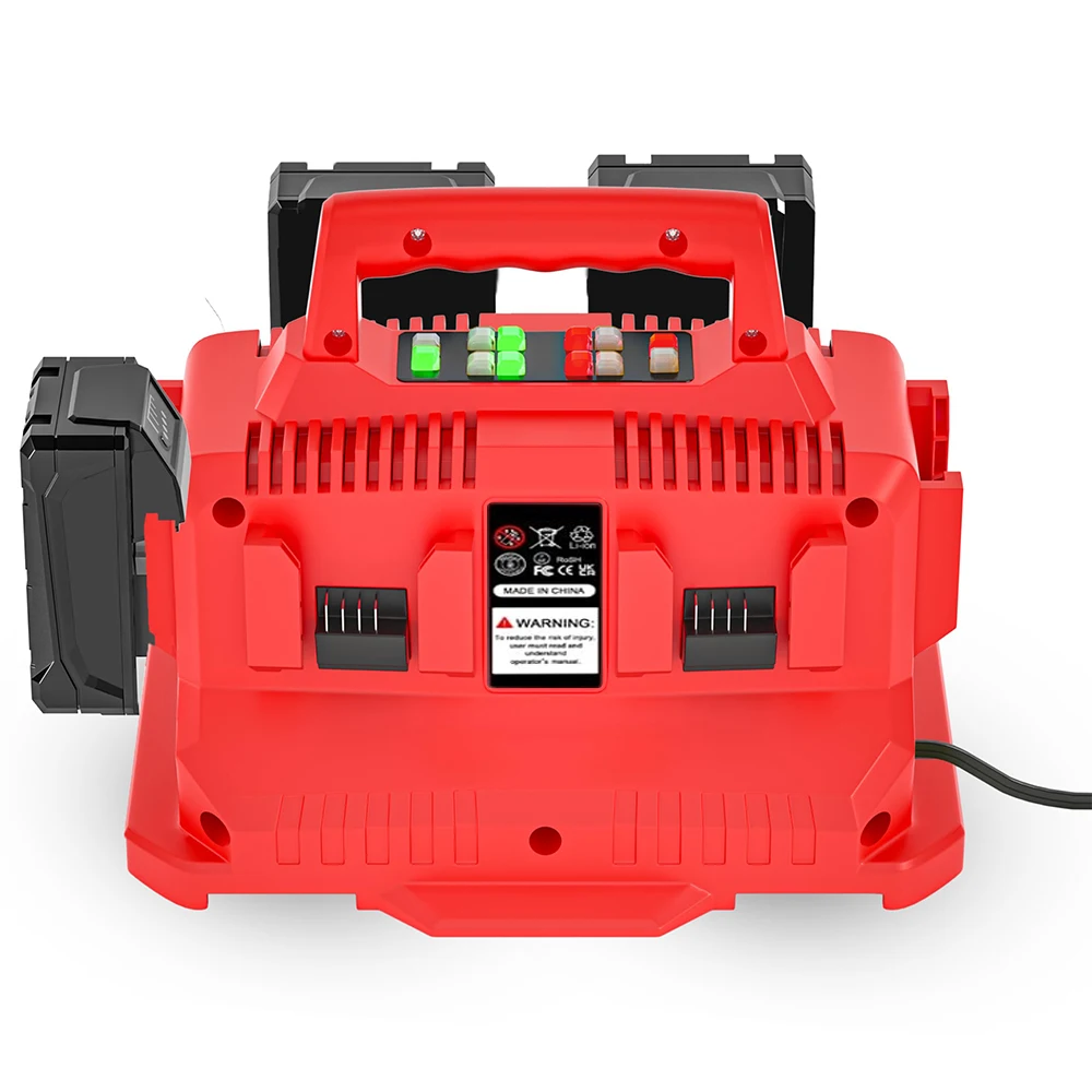 

6-Port Rapid 18V Battery Charger Replacement for Milwaukee 48-59-1806, Compatible M18 14.4V-18V, Simultaneous 6-Battery Charging