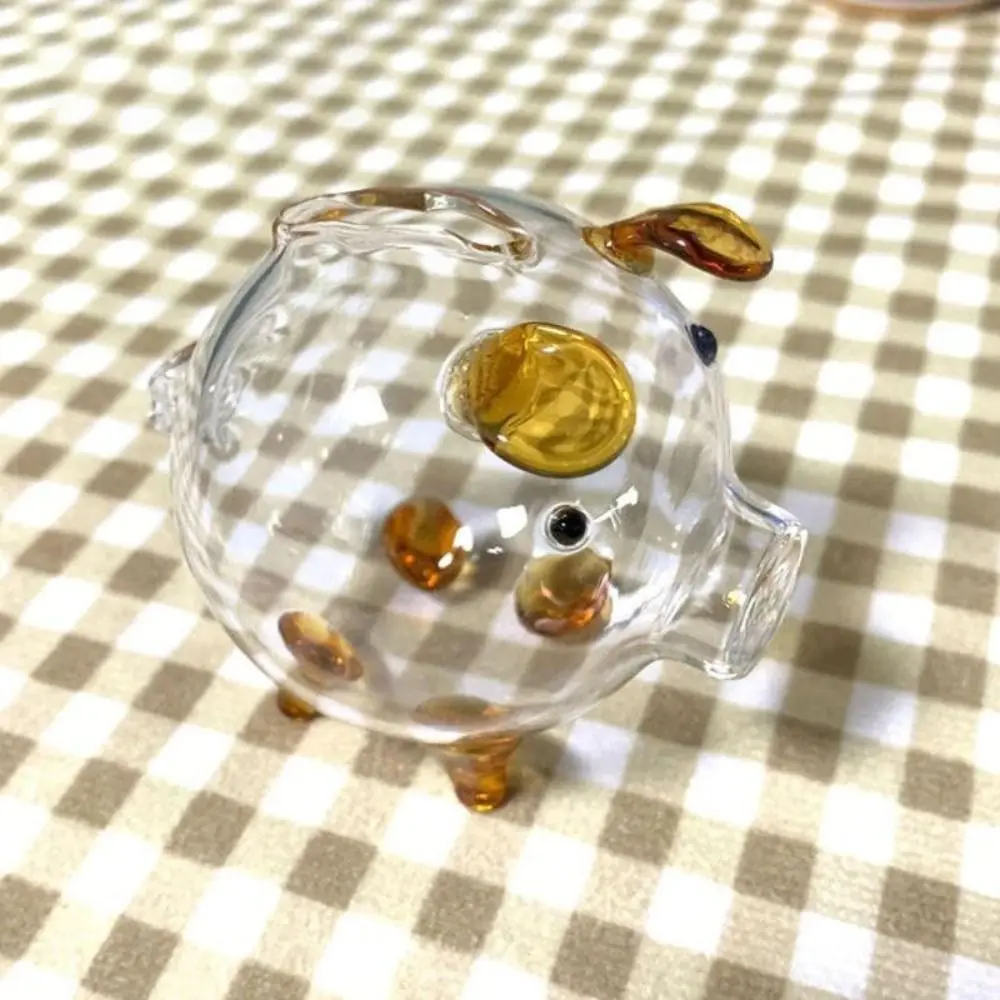 High Borosilicate Transparent Glass Piggy Bank Mini Gold Bean Storage Bottle Small Pig Glass Jar Wishing Bottle