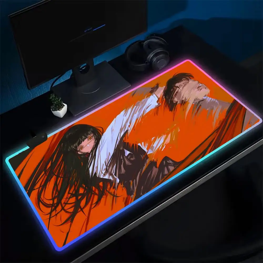 Cartoon W-War D-Devil Mouse Pad Anime Gaming Mouse Pad LED Table Pads Backlit Rubber Desktop XXL RGB Desk Mats