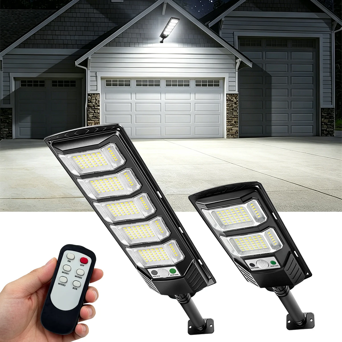 96/240LED Solar Lights Outdoor, IP65 Waterproof Street Lights Outdoor,3 Mode Motion Sensor Auto  Dusk to Dawn Solar Security