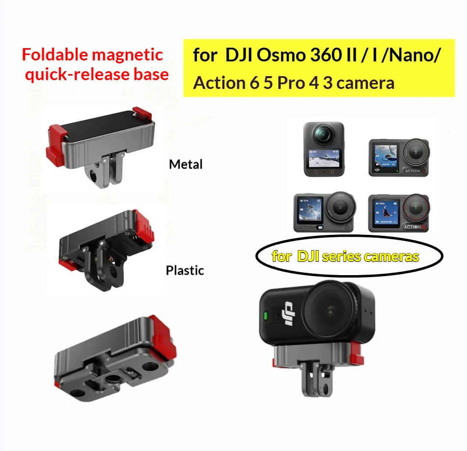 Magnetic Quick Release Adapter Base For DJI Action 6 5 pro 4 3 Tripod Adapter Osmo 360 Interface Camera Expansion Accessories