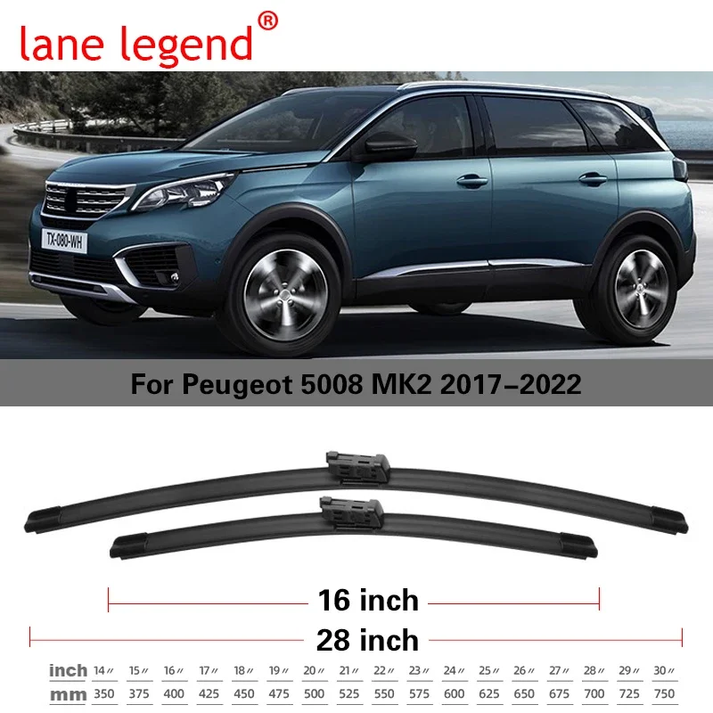 Pisau Wiper mobil untuk Peugeot 5008 2017 - 2022 2nd 2 Gen kaca depan kaca depan sikat mesin cuci stiker Aksesori Mobil