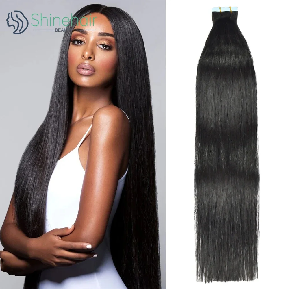 Straight 100% Huamn Hair Tape in Hair Bundels No Weft Natural Black 12A Vietnamese Hair for Salon Brazilian Remy for Salon