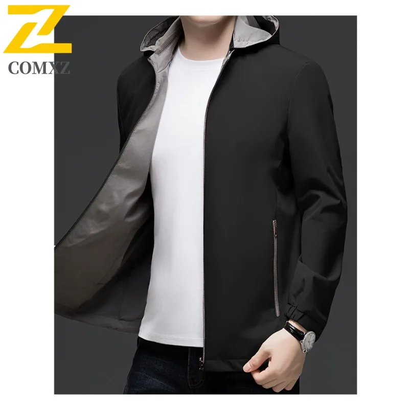 سترة عمل بغطاء للرأس خفيفة الوزن للرجال من EIAO - معطف عمال مقاوم للماء ومقاوم للرياح مع نظام متعدد الجيوب للرياضات الخارجية الحضرية #4