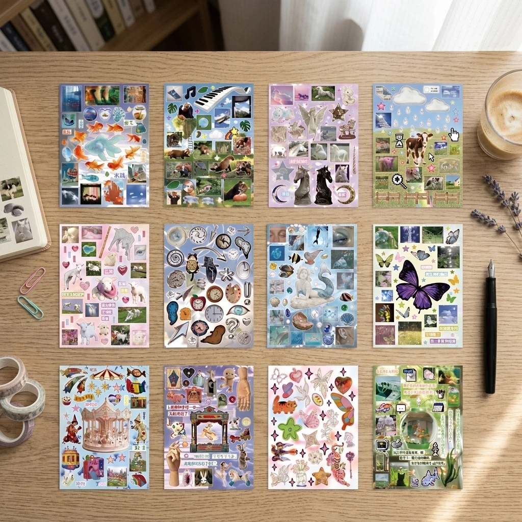 Journaling Sticker Book Dreamcore Aesthetic Collage Set for Scrapbooking Phone Back Card Deco Matte Coated Paper 30 Sheets
