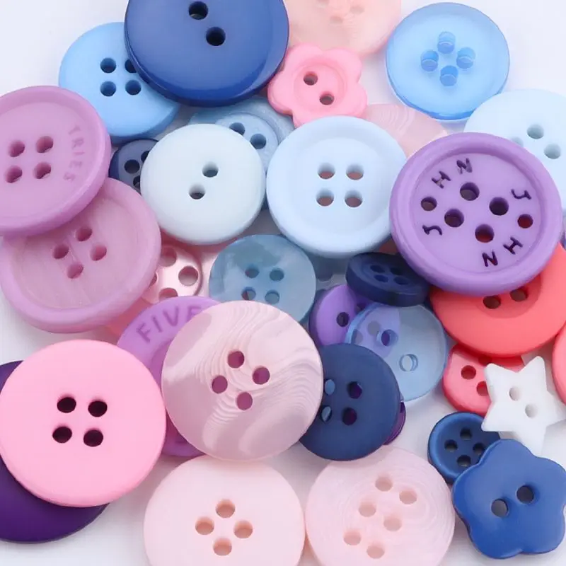 Mixed Color Gradual Change Buttons, 100pcs Resin Kindergarten Children's Handmade DIY Creative Sticker Materials