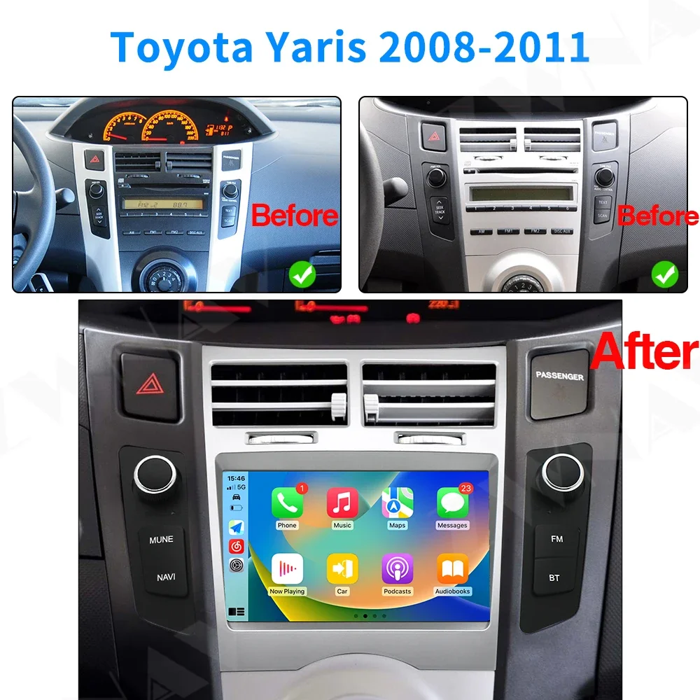 

Carplay для TOYOTA YARIS 2005 2006 2007-2011 радио Bluetooth Android автоэкран стерео автомобильный мультимедийный центральный блок