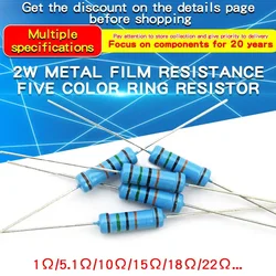 20 piezas 2W 1% resistencia de película metálica 2W 1Ω - 4,7 MΩ 1 4,7 10 47 100 200 220 300 330 470 680 910 1K 2,2K 4,7K 10K 15K 100K 470K 1M ohm