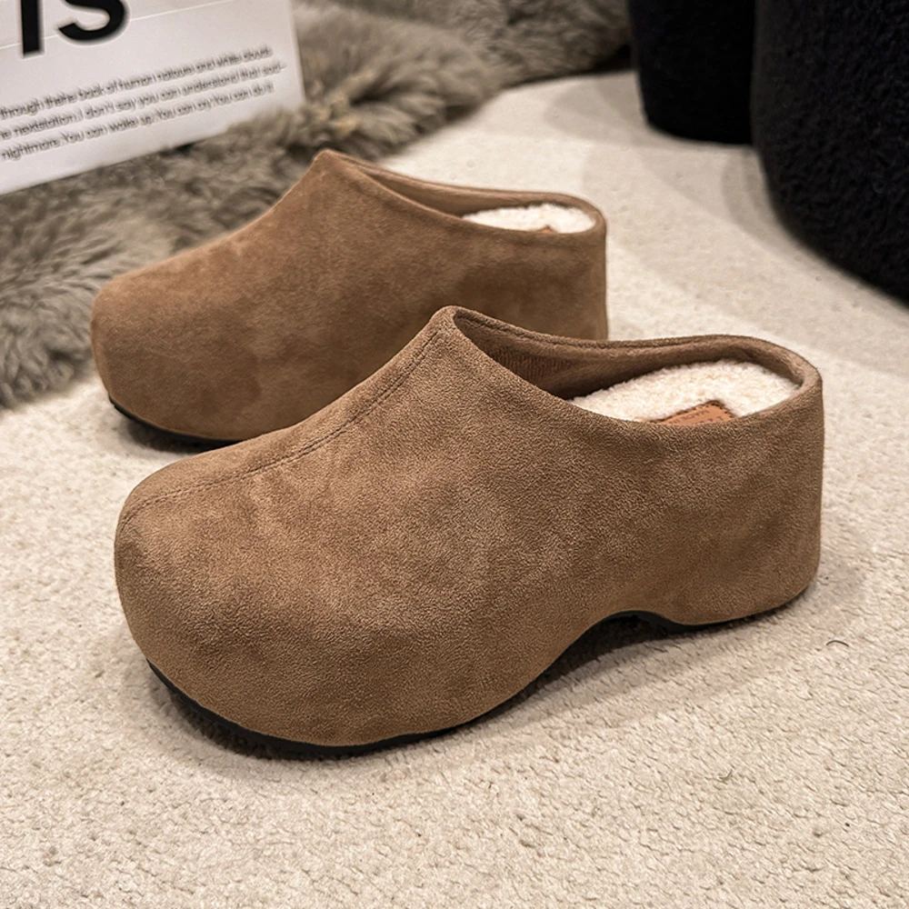 

Shoes Woman 2026 Increased Internal Female Mule Pantofle Slippers Casual Cover Toe Platform Mules New Luxury Retro Slides