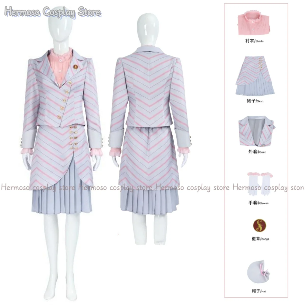 Glinda تأثيري أنيمي الساحرة Elphaba تأثيري حلي امرأة القوطية الوردي موحدة قبعة البدلة حفلة اللعب الزي للنساء #1