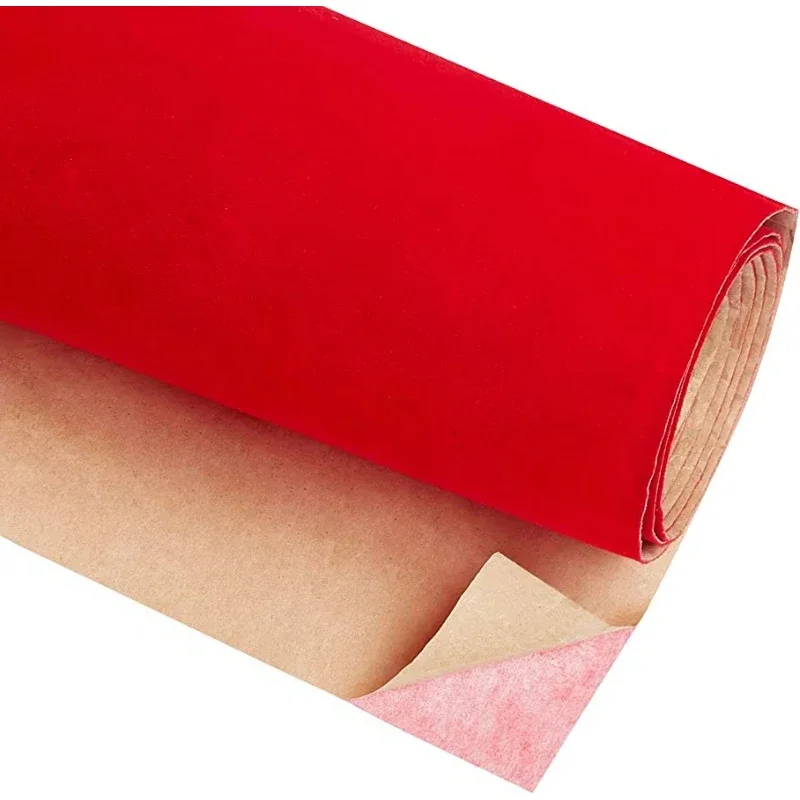 

Red Color Self Adhesive Flocking Velvet Fabric Roll Velvet Drawer Liner Jewelry Contact Paper Craft Fabric Peel Stick 45cm Width