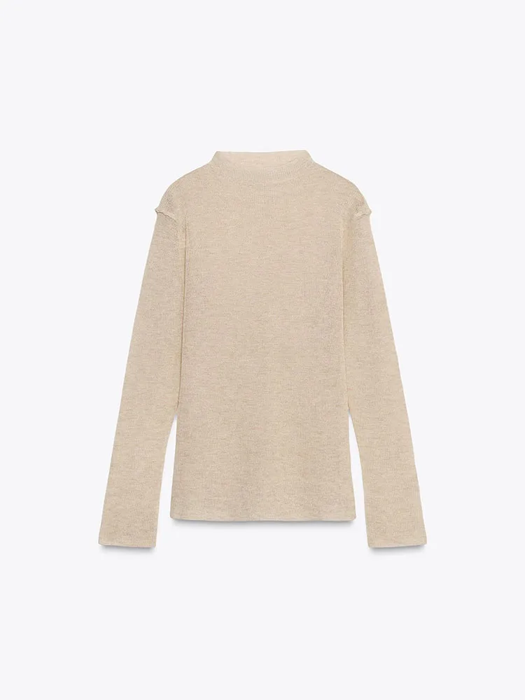 Autumn 2025 New Arrival Women's Knitwear Long Sve Slim Fit f High Collar Pure Color Casual Sle Regular Length Overhead