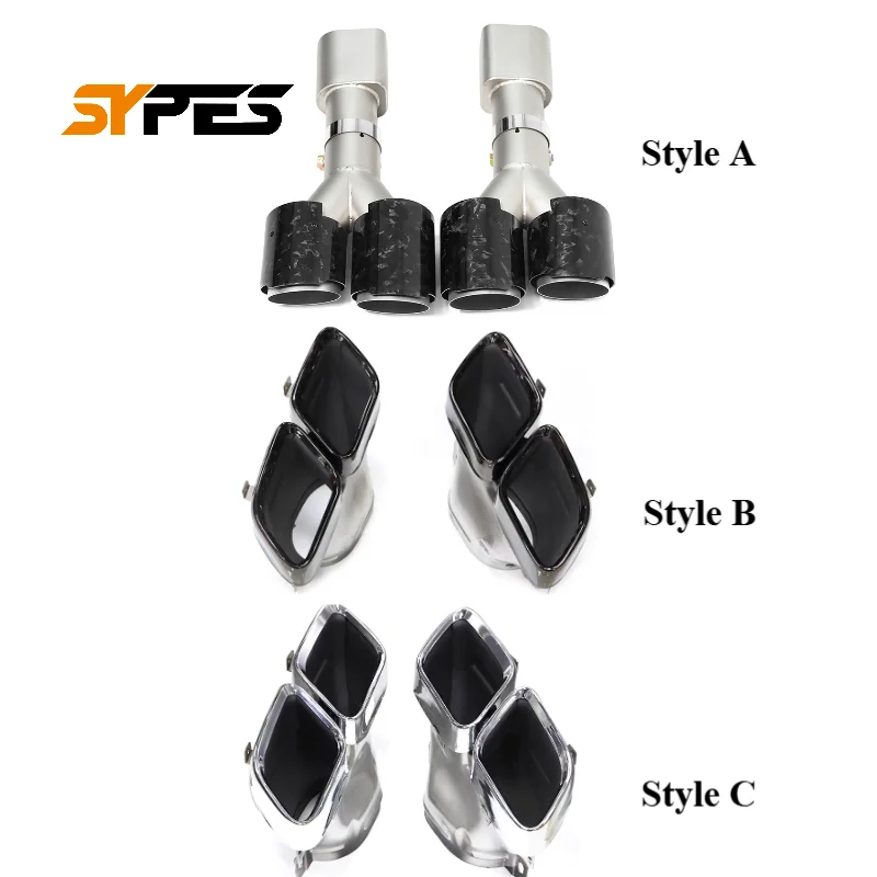 

Автомобильная выхлопная труба SYPES для Mercedes Benz GT50 GT53 Upgrade GT63 AMG Brabu * s, наконечник выхлопной трубы из углеродного волокна из нержавеющей стали, наконечник глушителя