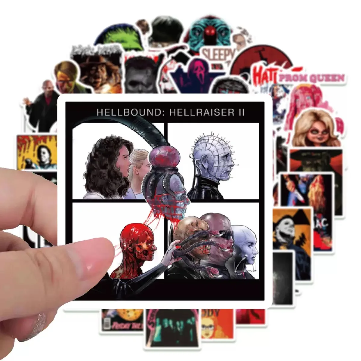 50 szt. Naklejek na Halloween z motywami horroru, graffiti, wodoodporne, na deskorolkę, walizkę podróżną, telefon, laptop, bagaż