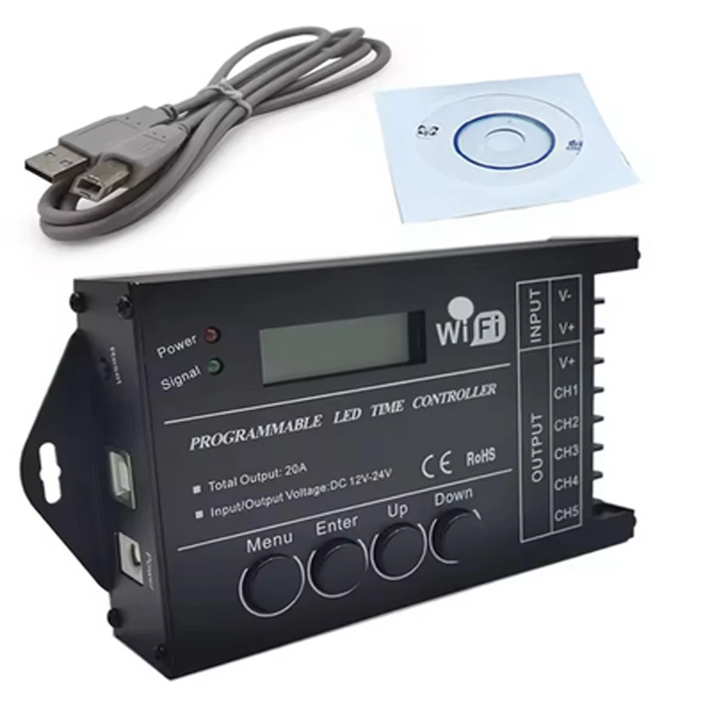 TC420 TC421 WIFI Time Programmable 5 CH Output LED Strip Light Controller, Widely Used in Aquariums, Fish Tank, Plant Grow