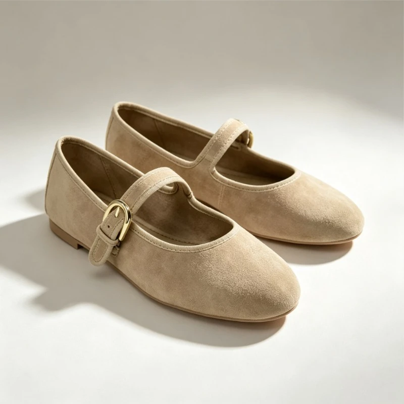 Zapatos Mary Jane para Mujer, Estilo Vintage, de Gamuza, Cómodos, con Punta Redonda, Correa con Hebilla, Antideslizantes, Otoño 2026, Color Marrón, Retro, Zapatos Planos de Oficina, Tipo Bailarina