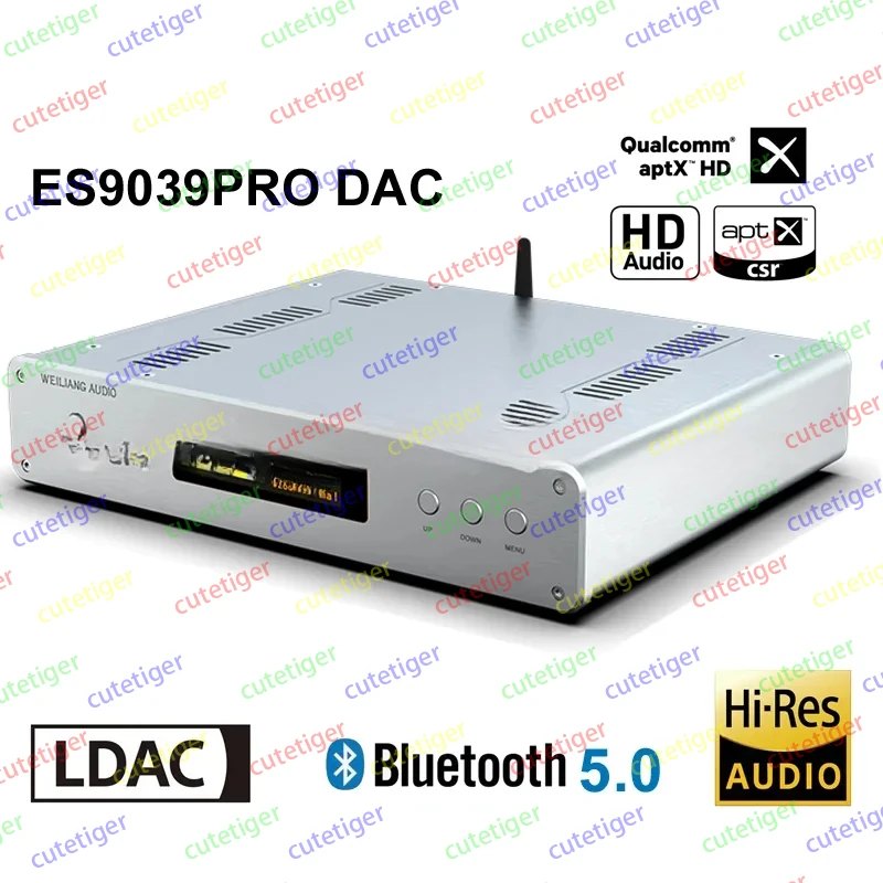 Decoder  USB Remote Control DLHiFi DC300 Dual Core ES9038PRO ES9039PRO Bluetooth 5.0 Balanced HiFi Audio DSD DAC