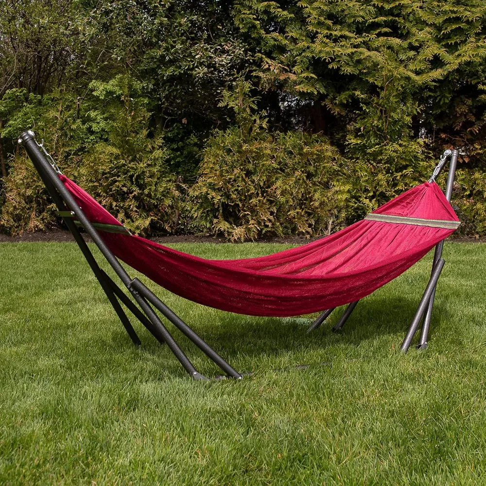 

Hammock for 2 Persons with Collapsible Steel Stand 600 lbs Capacity- Portable Carrying Case, Adjustable,