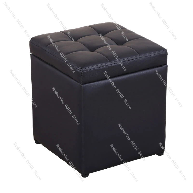 Solid wood storage stool  box leather try shoe clothing store sofa door can sit small bench home