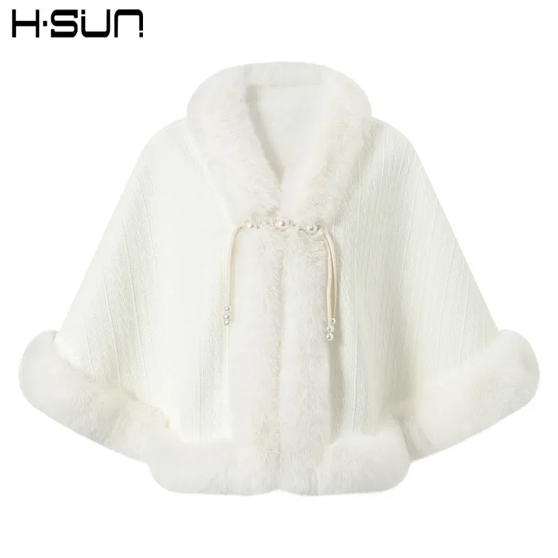 Rabbit Fur Shawl for Women Warm Winter Open Front Cape Chinese Style Coat Match Qipao, Elegant Outwear Ready Stock